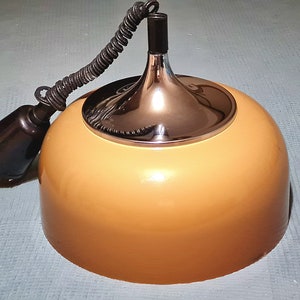 Pendant ceiling light from Meblo by Harvey Guzzini, Space Age 70s Mashroom UFO Pull Down Lamp, brown ombre italian plastic lamp