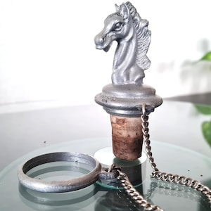 Horse Bottle Cork Stopper Vintage Pewter, Liquor Whiskey Barware Bottle Top, Equestrian Cowboy Gift, Wine Lovers Gift, Made in Portugal