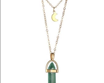 Collar colgante de piedra hexagonal de punto de curación hexagonal natural