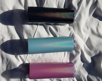 Vaso de acero inoxidable con purpurina arcoíris de 20 oz