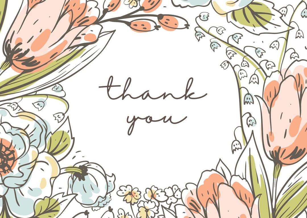 Floral Thank You Cards Printable - Etsy
