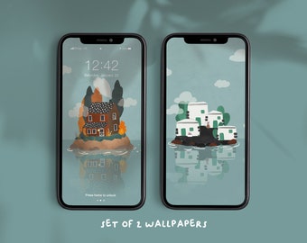 Islands Phone Wallpapers (Set of 2) | digital download | iPhone wallpapers | Android wallpapers | Bunny
