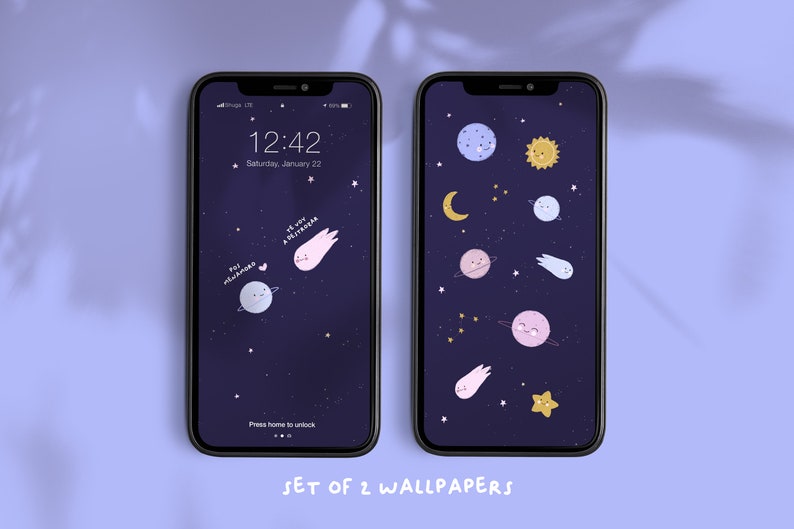 Planets Phone Wallpapers Set of 2 digital download iPhone Wallpapers Android wallpapers Meteorite image 1