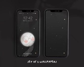 Moon Phone Wallpapers (Set of 2) | digital download | iPhone wallpapers | Android wallpapers | Moon