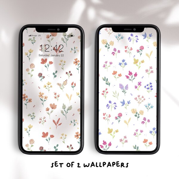 Fondos de pantalla para teléfono de flores (Set de 2) | Descarga digital | Fondos de pantalla iPhone | Pantalla de bloqueo