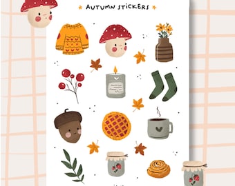 Fall sticker sheet, autumn stickers for your planner