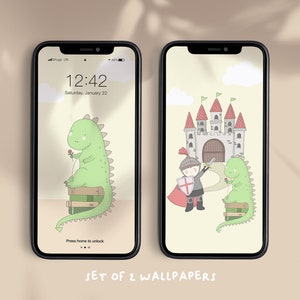 Wallpapers for phone Sant Jordi Set of 2 digital download iPhone Wallpapers Android wallpapers Saint George image 1