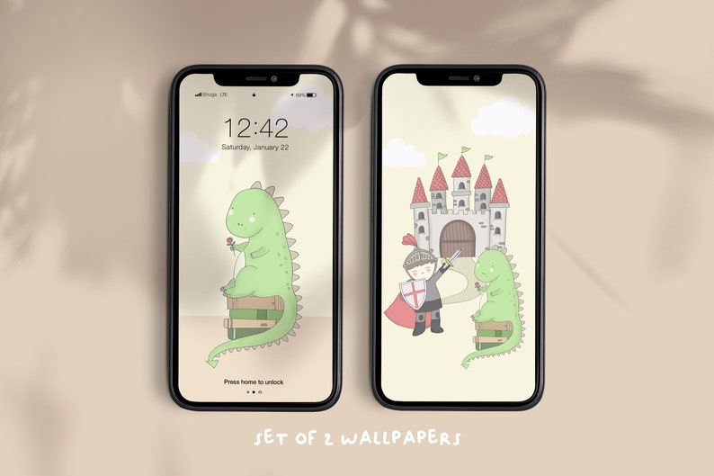 Wallpapers for phone Sant Jordi Set of 2 digital download iPhone Wallpapers Android wallpapers Saint George image 1