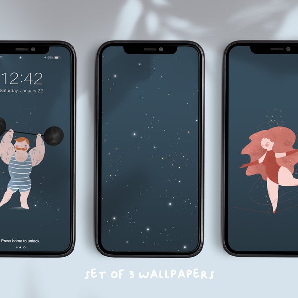 Circus Phone Backgrounds (Set of 3) | digital download | iPhone Wallpapers | Android wallpapers | Strongman