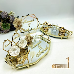 Personalized Engagement Tray -  Nikkah Tray - Wedding Tray - Customized Ring Holder - Customized Tray - Tray Set - Ring Dish