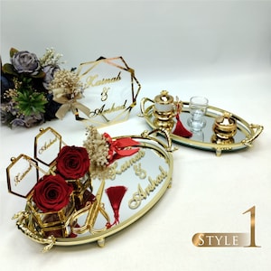 Personalized Engagement Tray -  Nikkah Tray - Wedding Tray - Customized Ring Holder - Customized Tray - Tray Set - Ring Dish