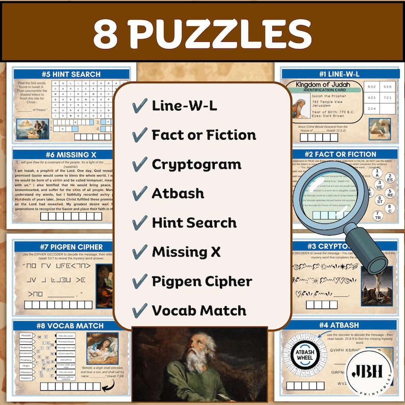 Biblical Cryptogram Isaiah's Prophecies - Bible Escape Room, Prophecies of Jesus Christ ...