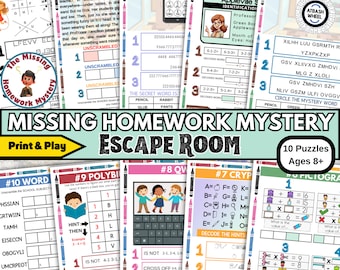Missing Homework Mystery Escape Room: Fun Family Game (Printable PDF)
