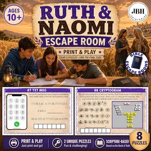 Ruth and Naomi Printable Escape Room, Bible Puzzle Game for Teens and Families, LDS Come Follow Me Activity, Faith-Based Youth Group Activit