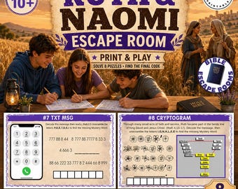 Ruth and Naomi Printable Escape Room, Bible Puzzle Game for Teens and Families, LDS Come Follow Me Activity, Faith-Based Youth Group Activit