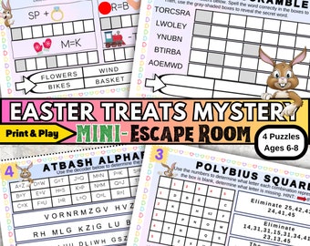 Easter Treats Mini Escape Room: 4 Kids Puzzles & QR Code (PDF)