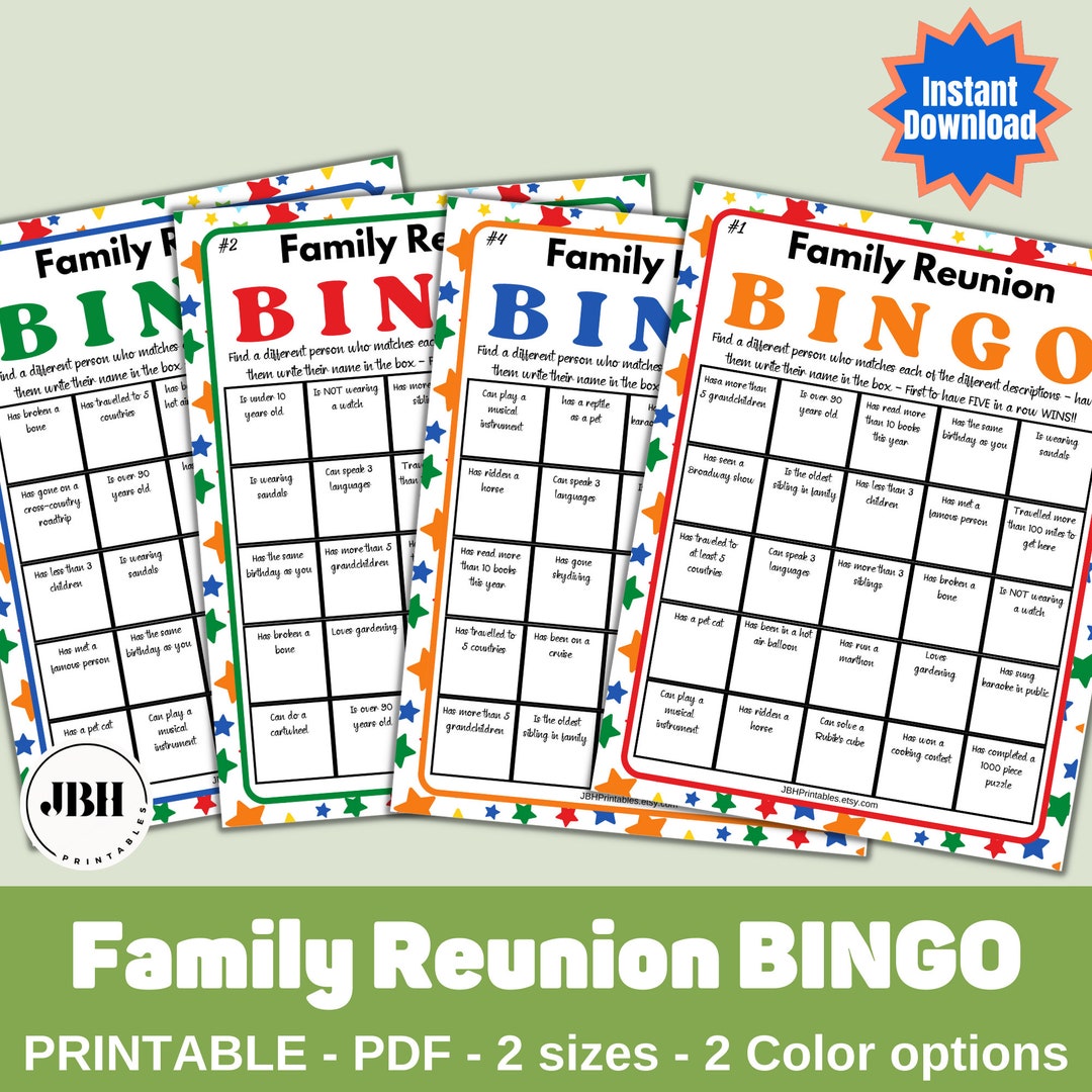 Celebrate Together With Family Reunion Bingo, Engaging Printable Game