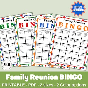 Celebrate Together with Family Reunion Bingo, Engaging Printable Game for All Ages, Family Reunion Ideas, Fun and Interactive Printable Game