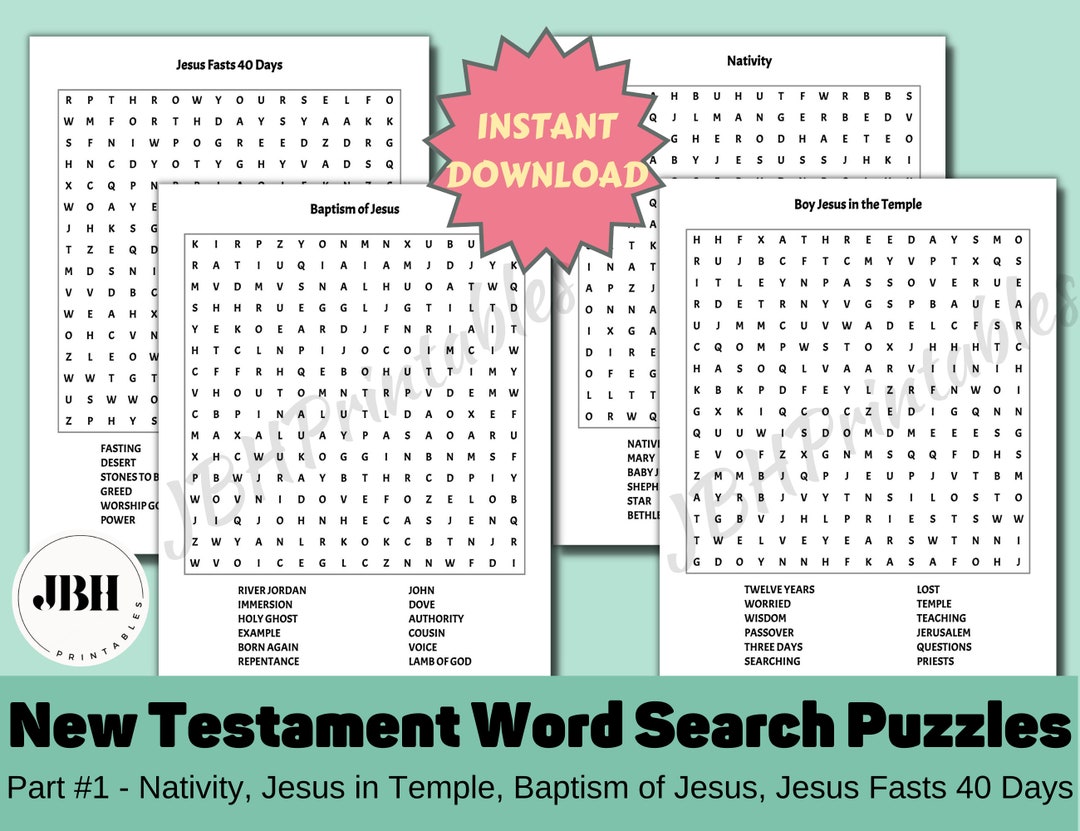 Printable New Testament Word Search Games for All Ages: - Etsy