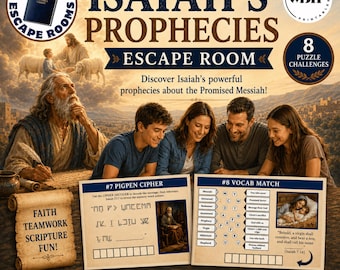 Isaiah's Prophecies - Bible Escape Room, Prophecies of Jesus Christ, Printable Bible Study Game for Teens and Adults, Youth Group Activity