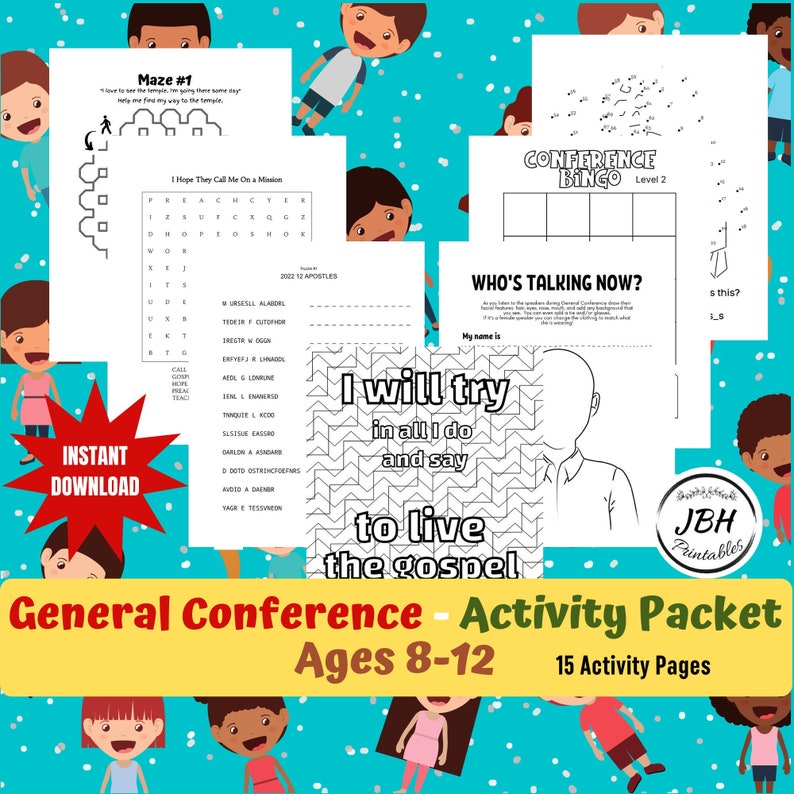 Printable General Conference Activity Packet for Ages 812 Etsy