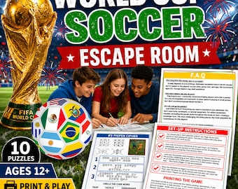 World Cup Soccer Escape Room Printable, Missing Trophy Game for Teens & Adults, World Cup Mystery Game Printable for Classroom or Party