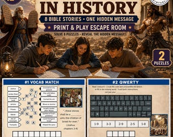 God’s Hand in History Escape Room, 8 Bible Stories Activity, Come Follow Me Old Testament Games for Teens, Youth Group & Family