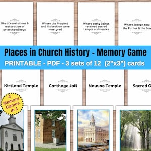 Places in Church History Memory Game, Learn Church History Sites with This 4-in-1 Printable, LDS Matching Game for Kids and Adults