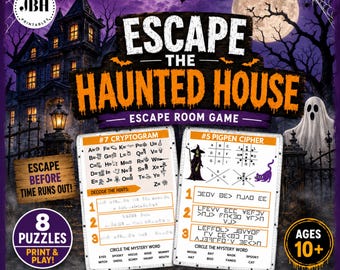Halloween Escape Room Printable, Haunted House Mystery Game for Teens, Halloween Party Game, Classroom Activity, Family Game Night