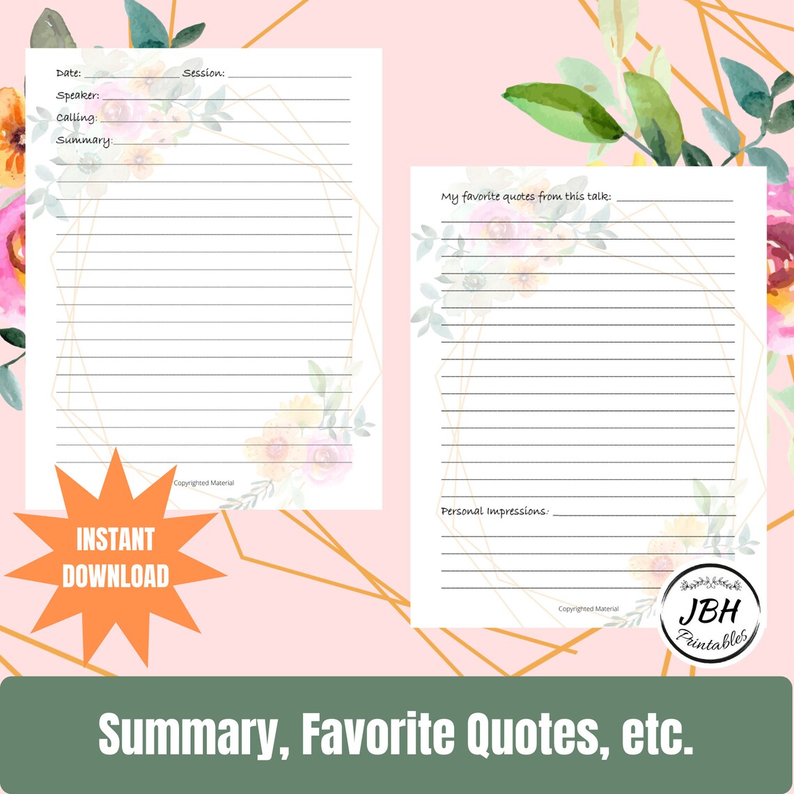 Printable LDS General Conference Journal for Families, Young Women