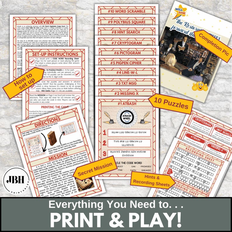Church Organization Escape Room: Come Follow Me Activity (print & Play ...