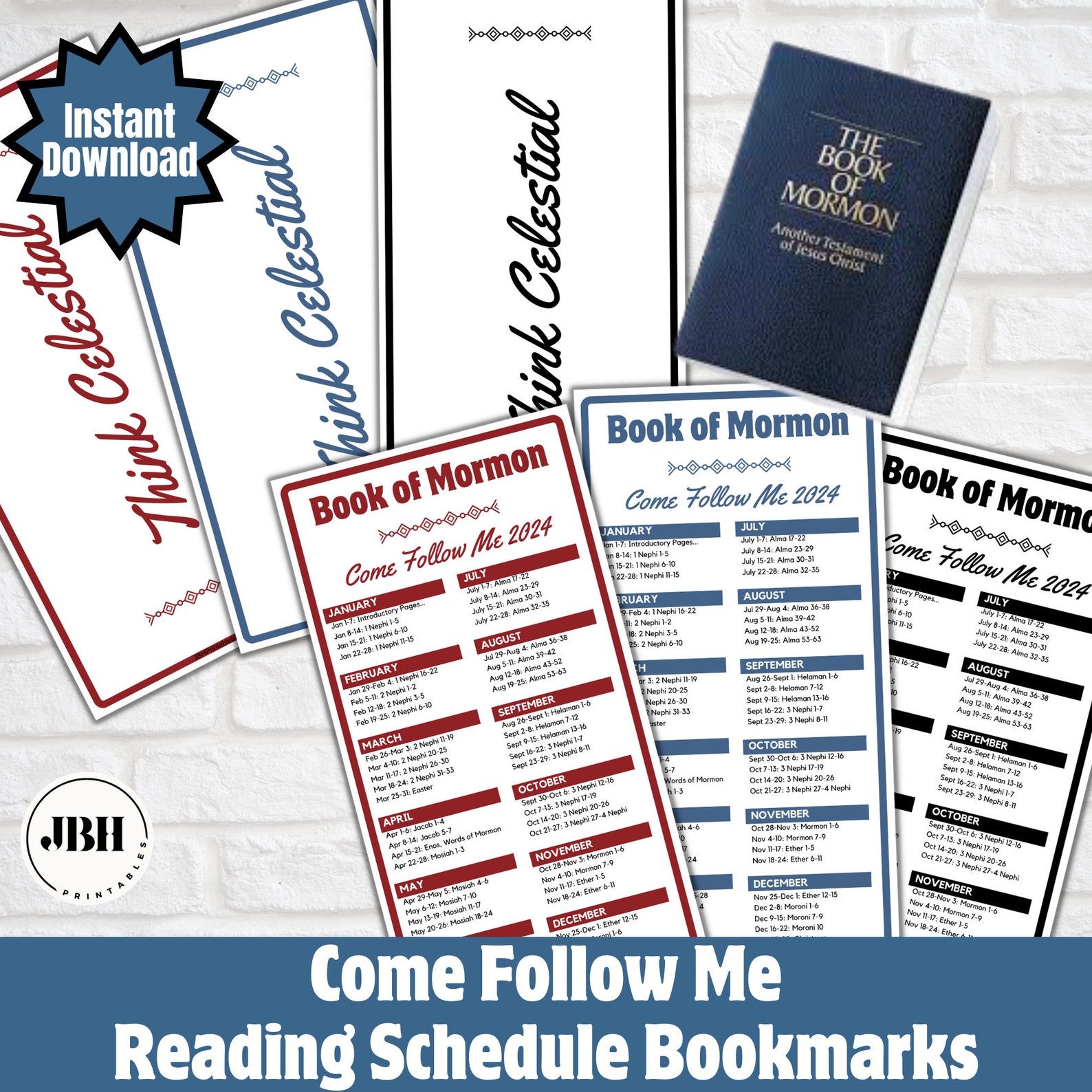 2024 Come Follow Me Reading Schedule Bookmarks 3 Vibrant Colors Think