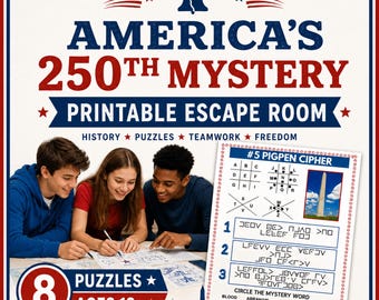 America's 250th Birthday Escape Room, Independence Day History Activity for Teens, Patriotic Puzzle Adventure for Ages 12+
