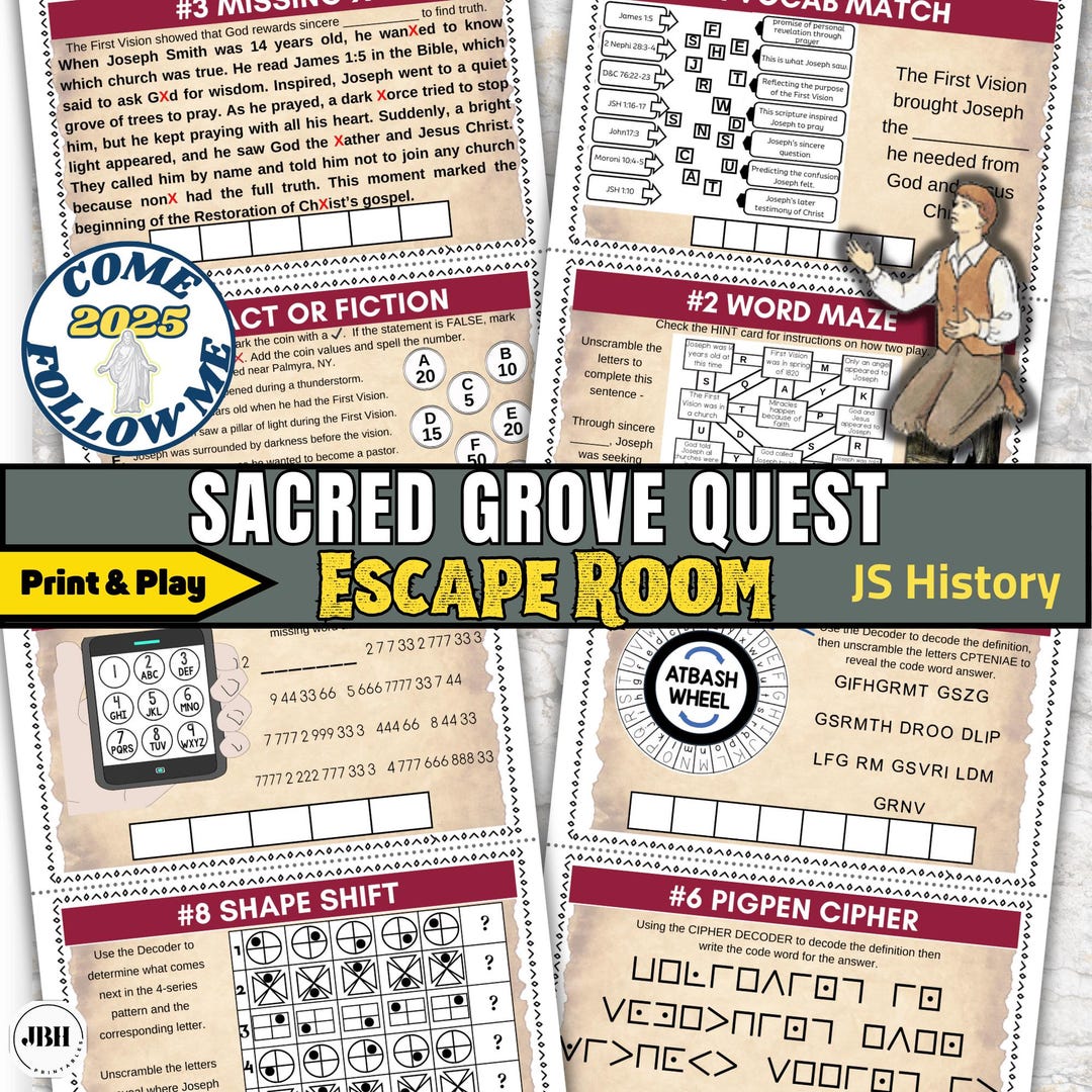Sacred Grove Escape Room: LDS First Vision Puzzle Quest (printable) - Etsy
