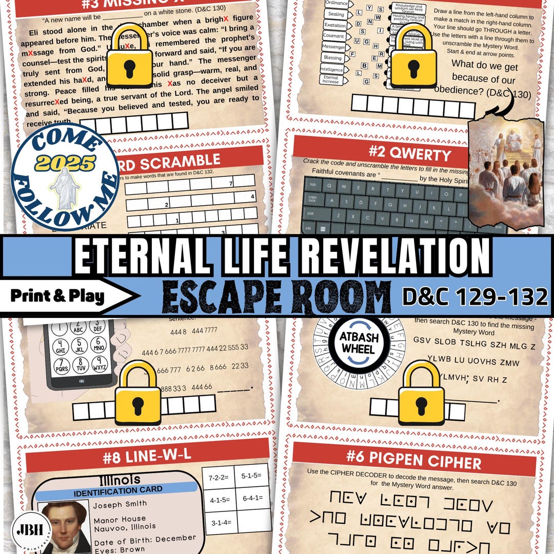Eternal Life Escape Room Printable, Gospel Escape Game for Youth, LDS ...