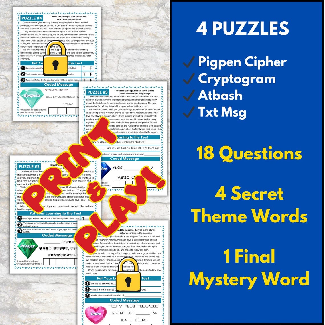 Family Proclamation Escape Room: LDS Primary, Youth Activity (printable ...