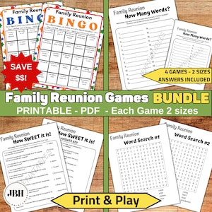 Must-Have Family Reunion Games BUNDLE - Bingo, Riddles, and Word Searches, Family Reunion Party Games, Fun and Engaging Activities for All