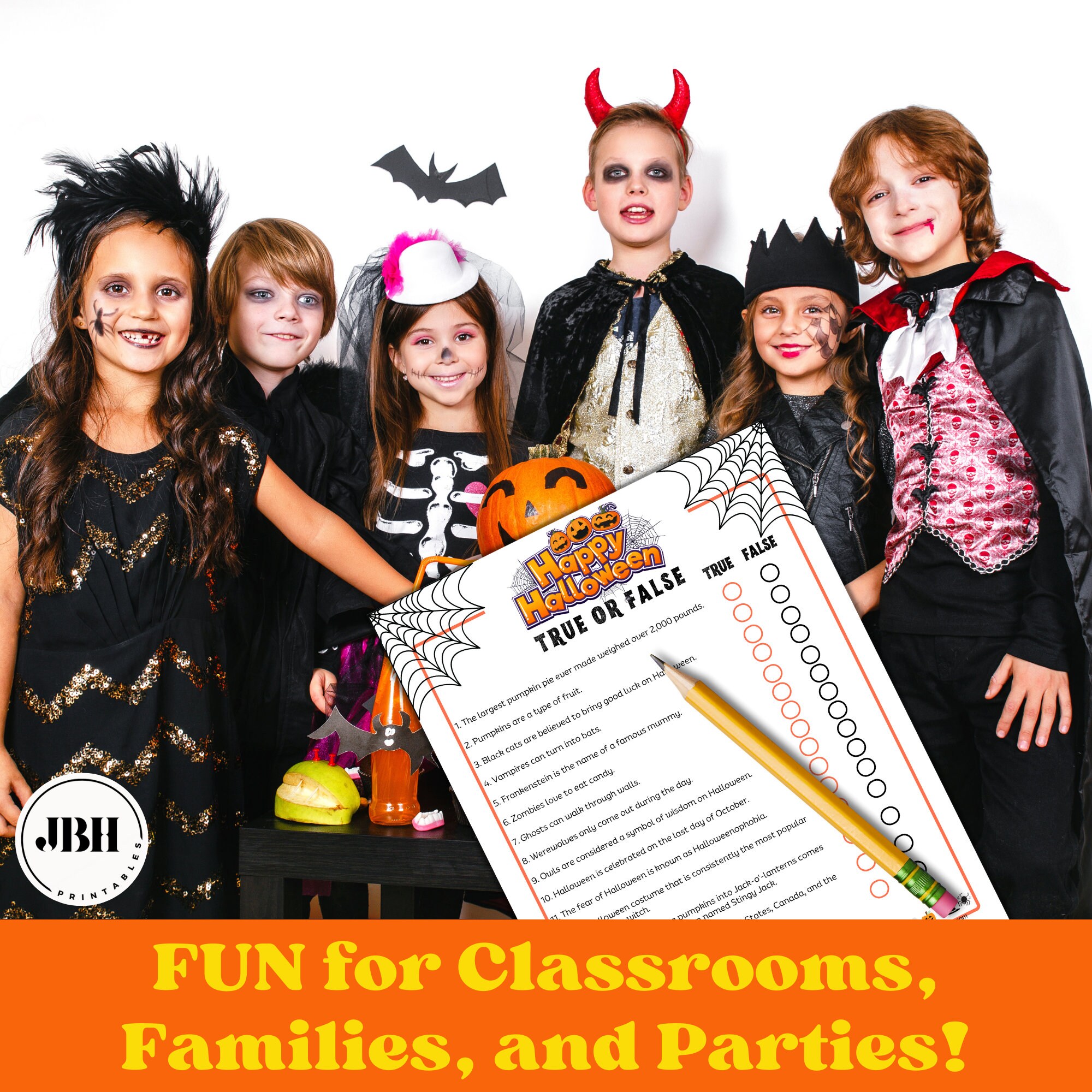 Printable Halloween True or False Game Spooky Halloween Etsy