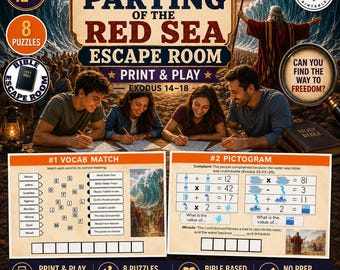 Parting of the Red Sea Escape Room Printable, Exodus 14–18 Bible Activity for Teens, Come Follow Me for Youth and Families