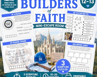 YW Builders of Faith Mini-Escape Room, LDS Young Women Activity Ages 12-13, Printable Church Game, For the Strength of Youth