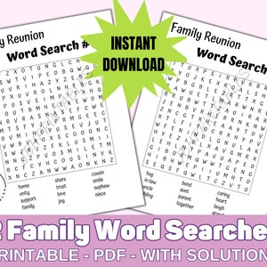 Family Word Search Delight: Engaging Printable Game for All, Family Reunion Ideas, Interactive and Memorable Games to Enjoy