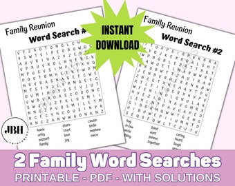 Family Reunion Word Search Game: Printable Activity (PDF)