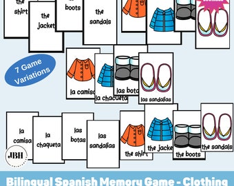 Spanish Clothing Memory Game: Bilingual Learning Activity (Digital Download)