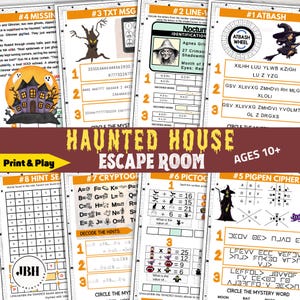 Haunted House Halloween Escape Room Game Printable for Teens, Spooky Escape Room Printable for Youth, Family, and Classroom Halloween Fun,