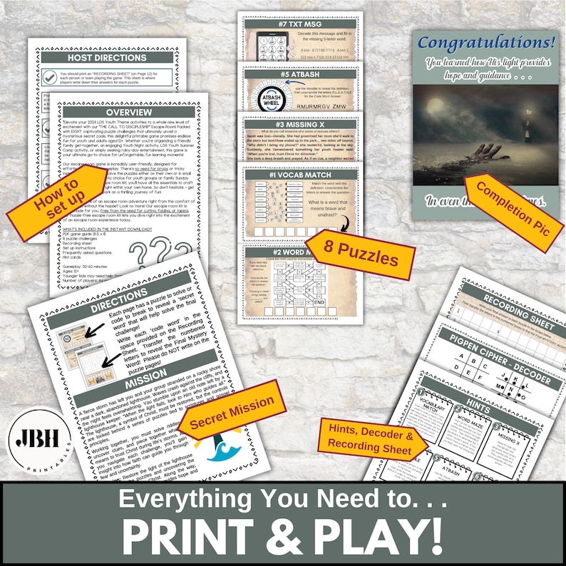 2025 Youth Theme Game - Lighthouse of Hope Escape Room Printable, Look ...