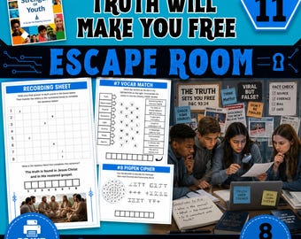 FSY Truth Will Make You Free Escape Room Printable LDS Youth Activity Game, Chapter 11 Truth Will Make You Free, Activity for Youth and Teen