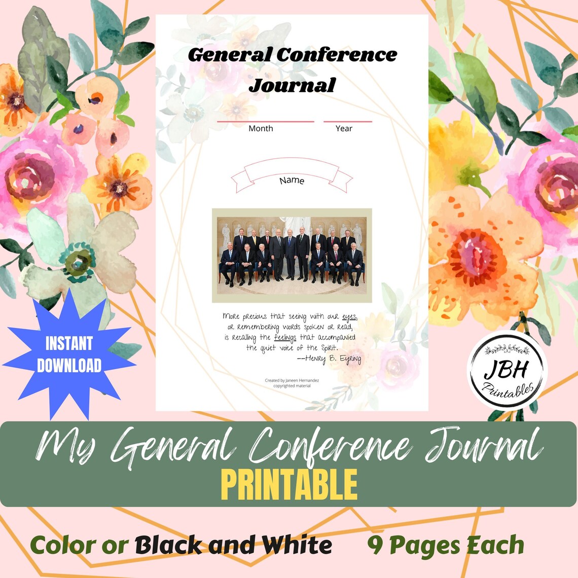 Printable LDS General Conference Journal for Families, Young Women