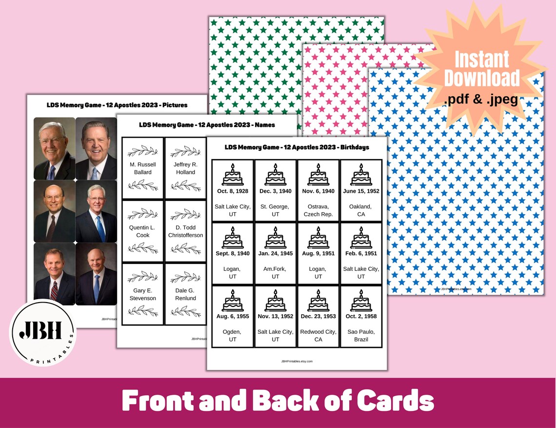 LDS Memory Game 4 Games in 1 12 Apostles Matching - Etsy