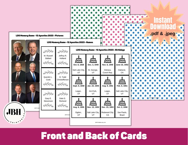 LDS Memory Game 4 Games in 1 12 Apostles Matching - Etsy