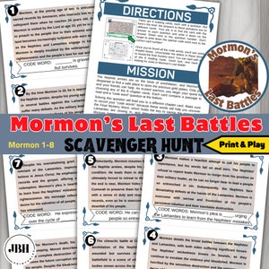 Mormon&#39;s Last Battles Scripture Scavenger Hunt Game (Print and Play)